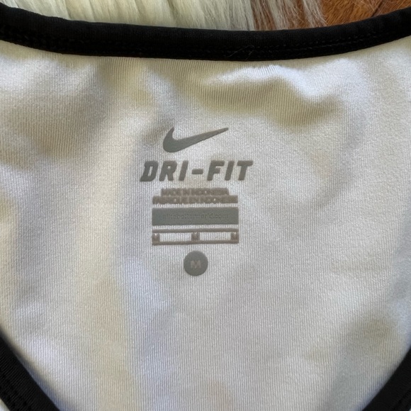 Nike Team Fitted V-Neck Sleeveless Tank Top in White with Black Trim - Picture 9 of 11